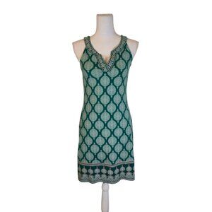 Magnolia Grace Embroidered Dress Women Size XS Green Bohemian Preppy